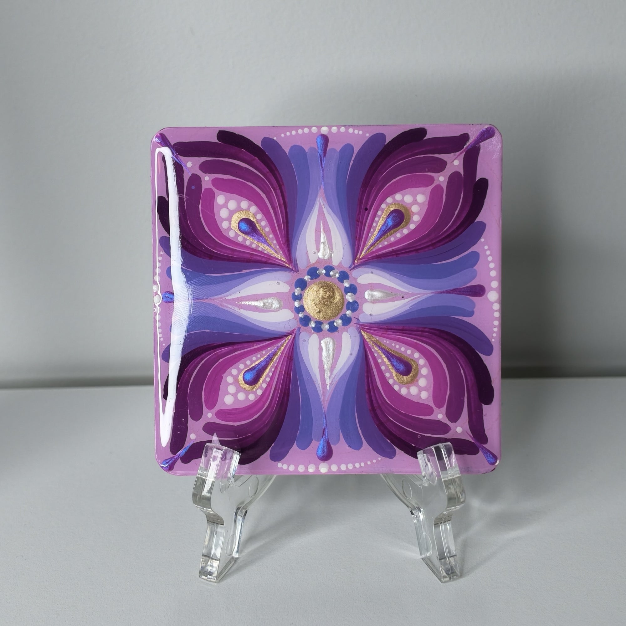 Purple Floral Wooden Coaster