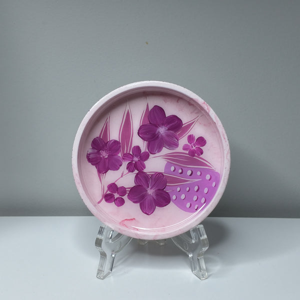 Pink Floral Decorative Tray