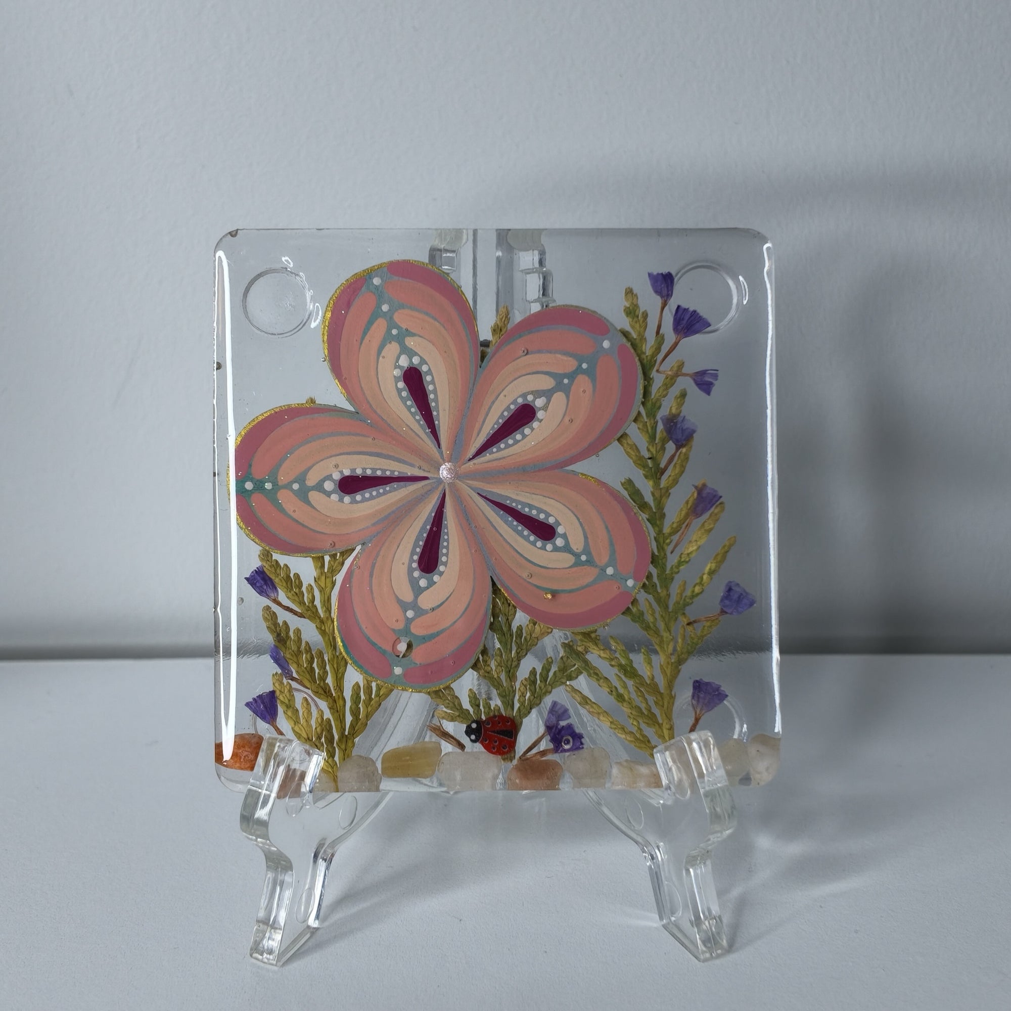 Pink Blossom Resin Coaster
