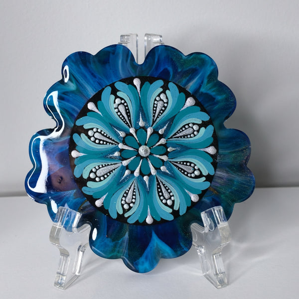 Blue Mandala Resin Coaster