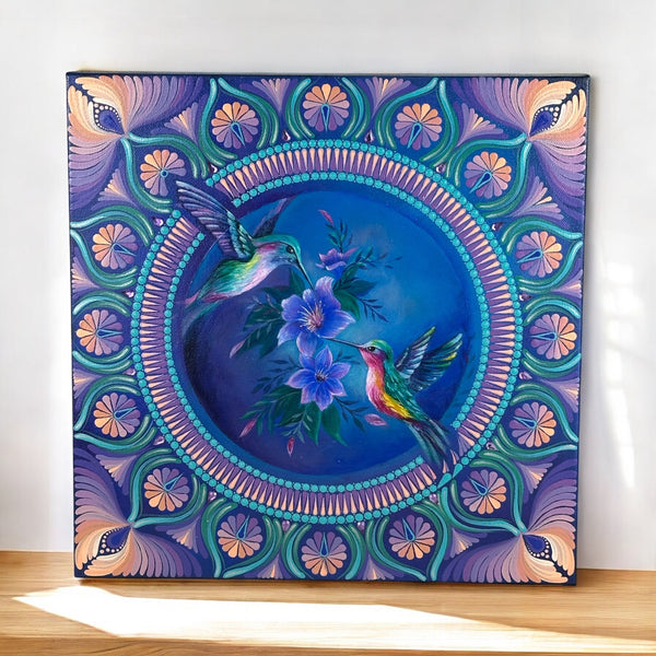 14” Hummingbird Mandala Painting