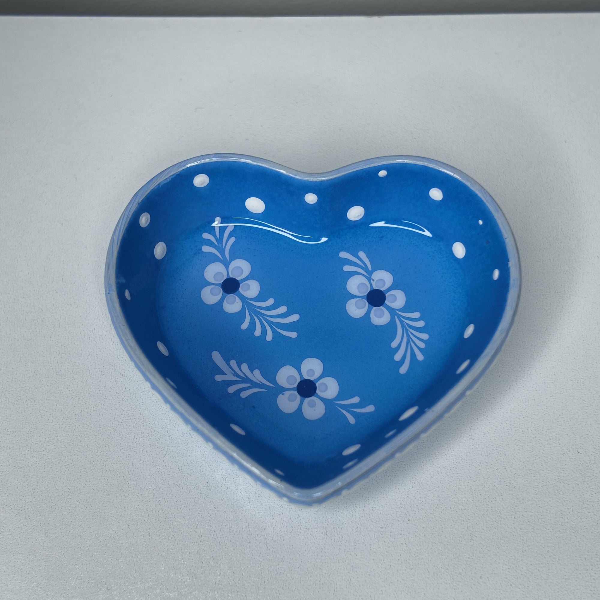 Blue Blossom Heart Trinket Tray
