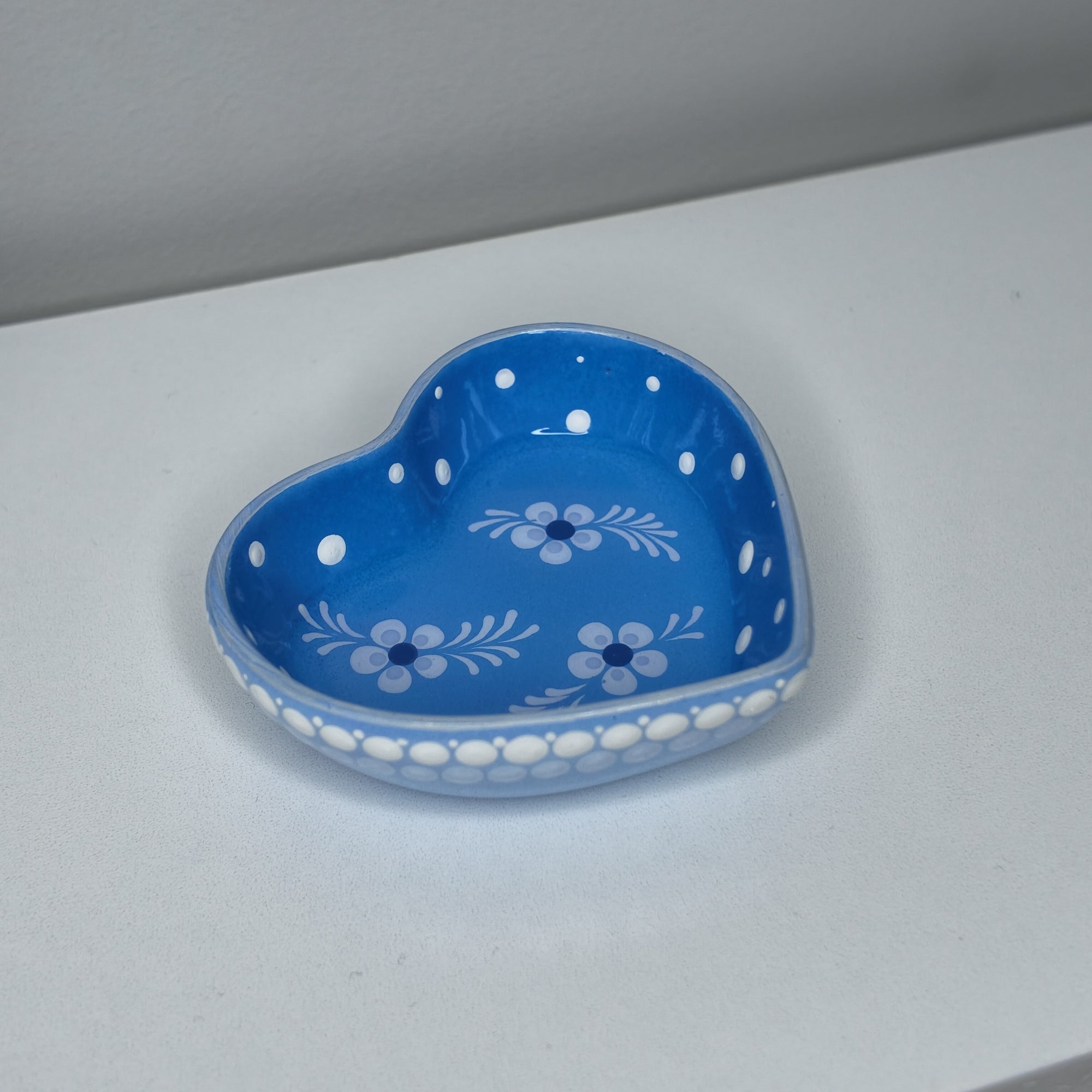 Blue Blossom Heart Trinket Tray