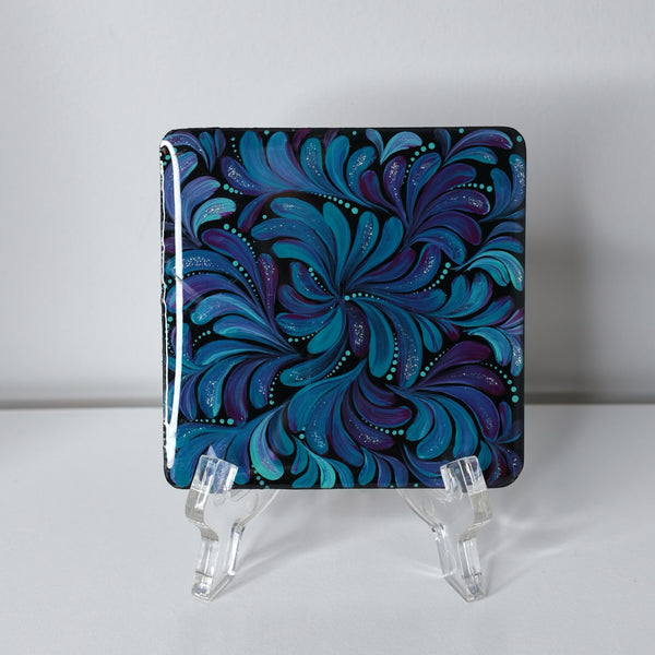Blue Floral Wooden Coaster