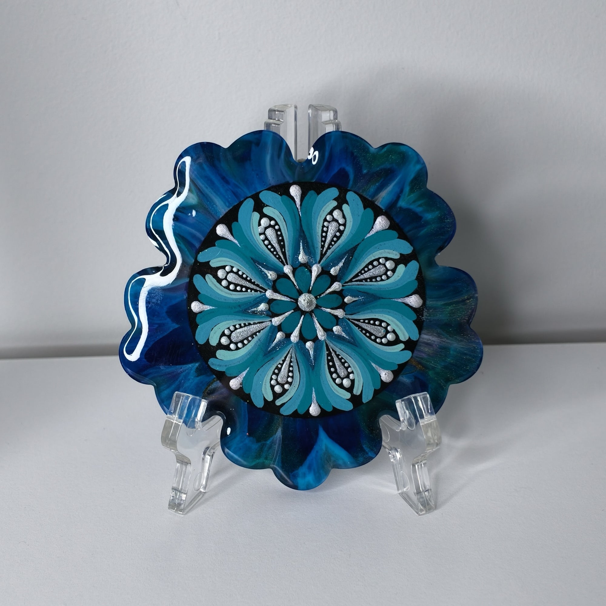 Blue Mandala Resin Coaster