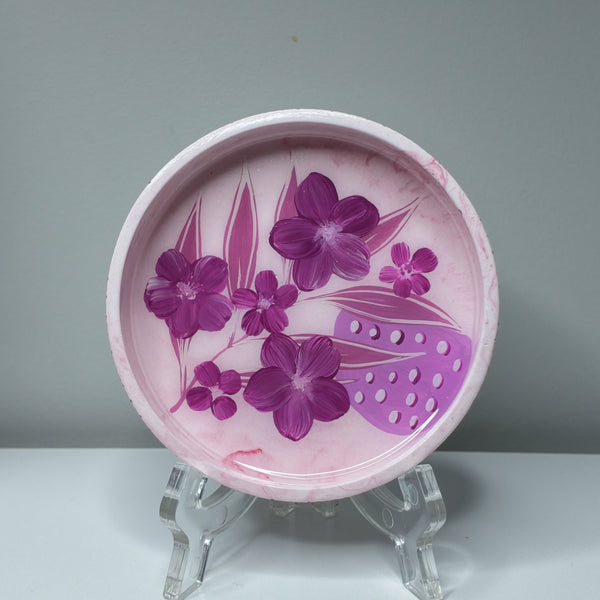 Pink Floral Decorative Tray