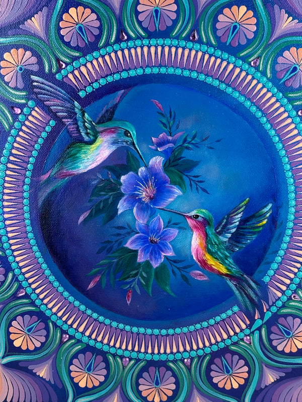 14” Hummingbird Mandala Painting