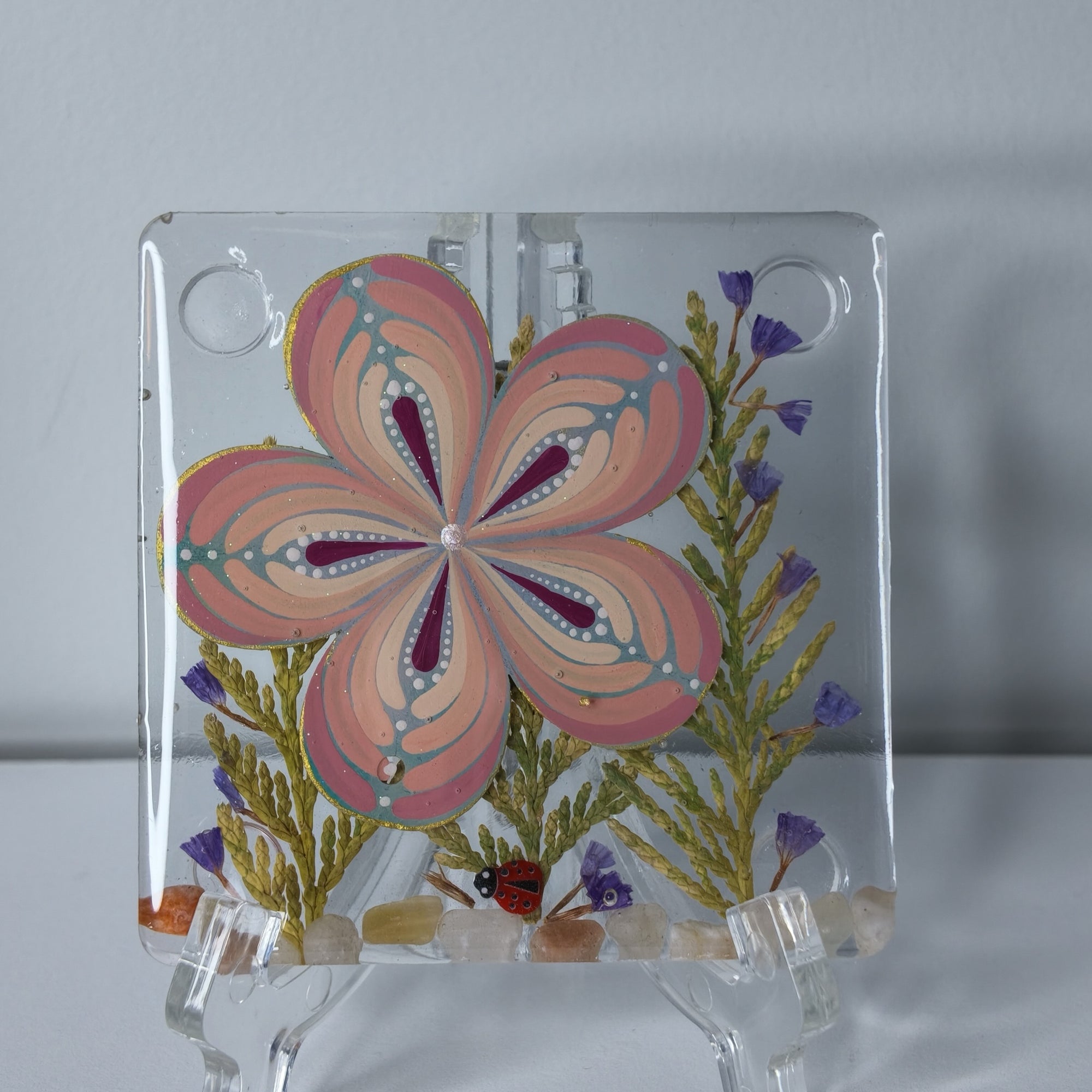 Pink Blossom Resin Coaster