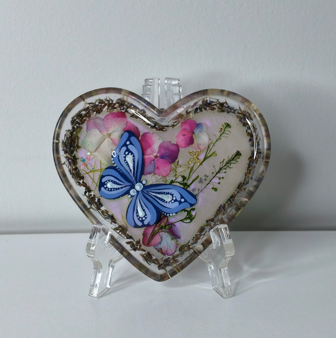 Butterfly & Real Flower Resin Tray